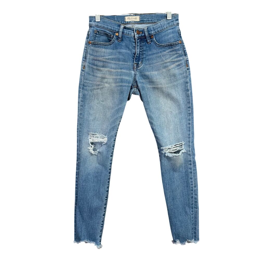 Madewell Womens Jeans Blue Denim 9" High Rise Skinny Distressed Stretch 26P